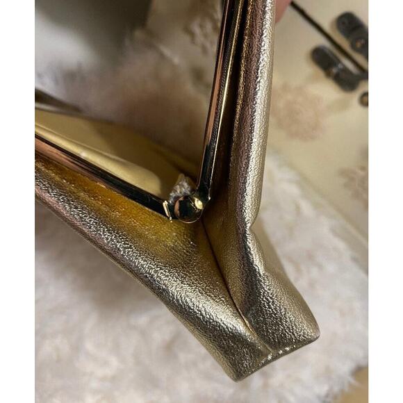 Vtg Miss Lewis Clutch Gold Evening bag - Picture 6 of 9